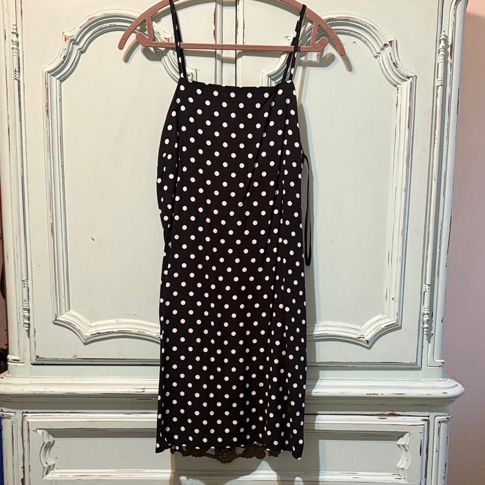 Monteau Black and White Polka Dot Midi Dress